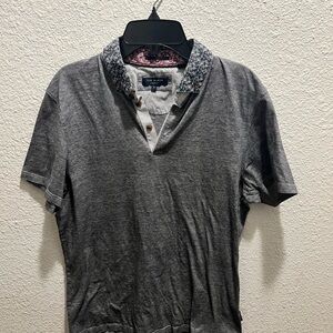 Ted Baker Charcoal Polo with Floral Collar